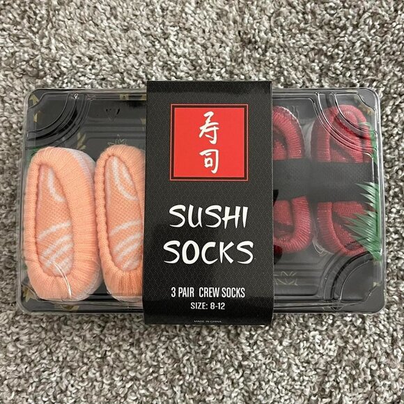 3 Pair Crew Sushi Socks Size 8-12 - Picture 1 of 2